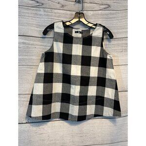 NWOT Shein Black & White Checkered Sleeveless Top w Belt Size M